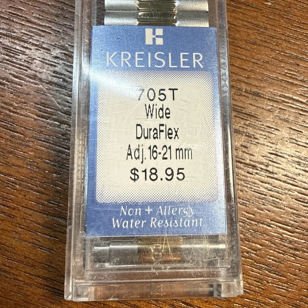 16-21mm Kreisler Gold Silver Tone Wide Dura Flex Stainless Mens Watch Band 705T